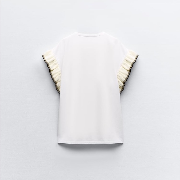 ZARA RUFFLED TRICOT TOP - Picture 8 of 8